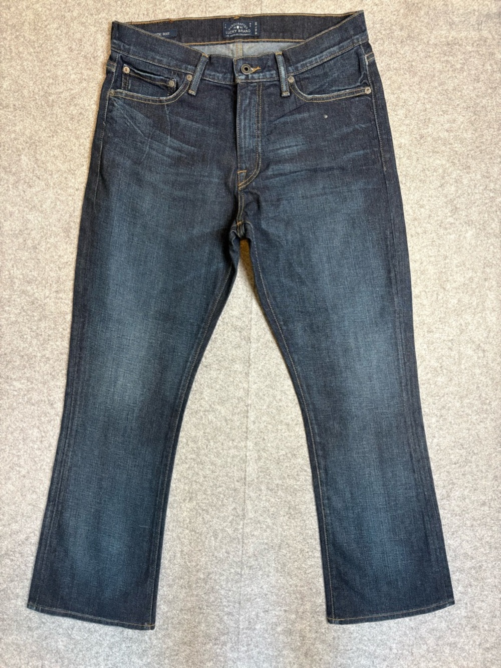 Lucky Brand 181 Relaxed Straight Jeans Mens 44x32 Blue Dark Wash Stretch Denim